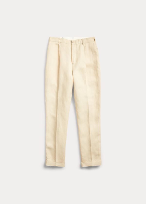 Women's Ralph Lauren Slim Pleated Linen Trousers | 365172ODR